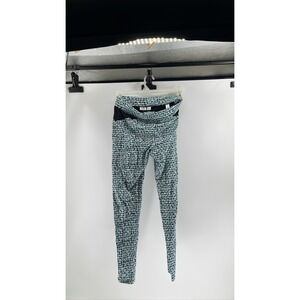 Cato Women's Plus Leggings - Teal, Black, White Geometric Stretch Sz M